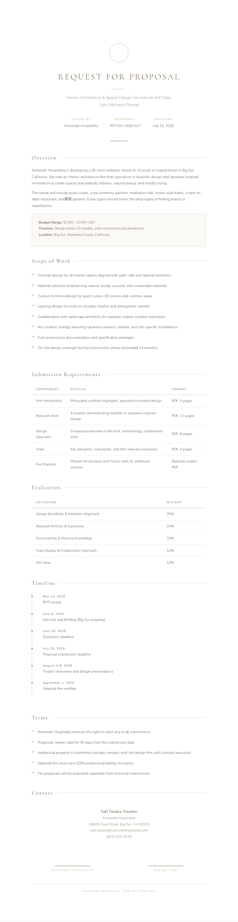 Japandi Minimalist Request for Proposal